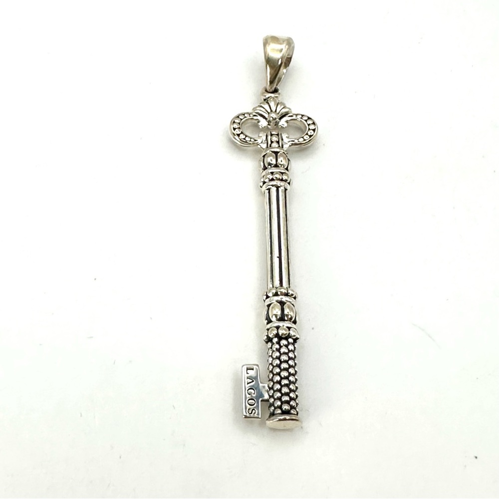 Lagos Sterling Silver Caviar Skeleton Key Pendant